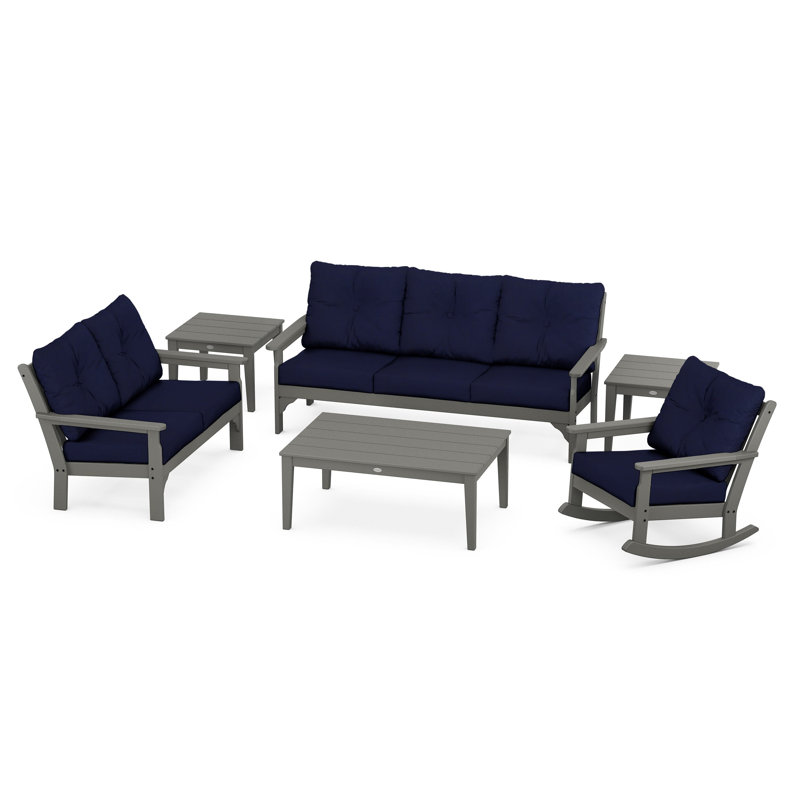 Vineyard 6-Piece Deep Seating Set, Slate Grey, Navy