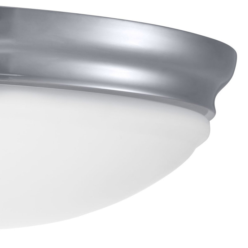 Mccully Glass LED Flush Mount, Polished Chrome, 5.25" H x 15.25" W x 15.25" D