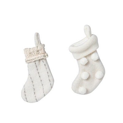 12 Piece Fabric Christmas Hanging Stocking Ornaments