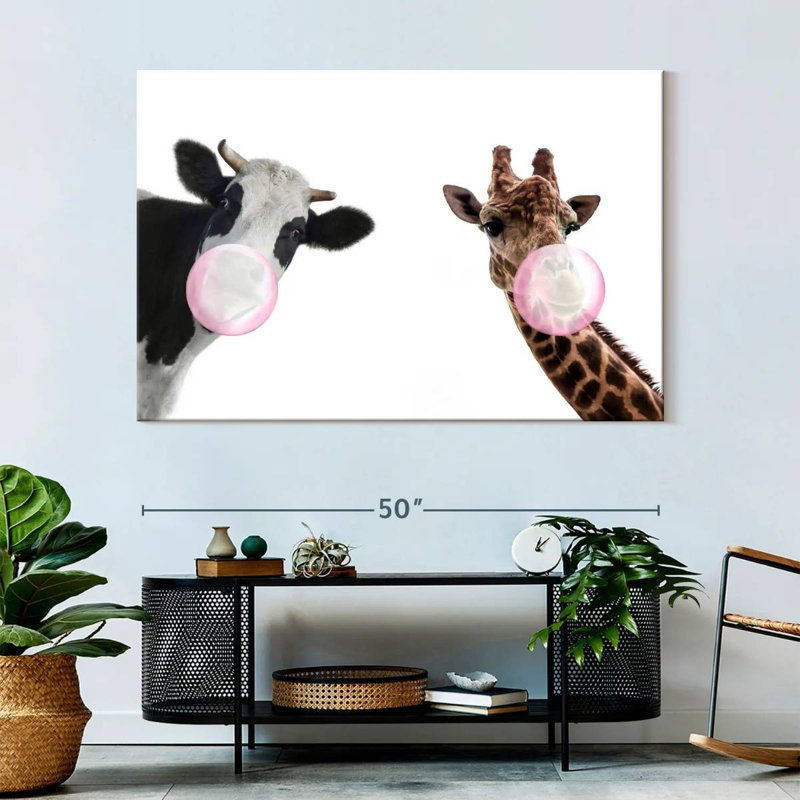 «Bubble Gum», animaux rigolos sur toile, H 51 po x l 34 po x P 1,25 po