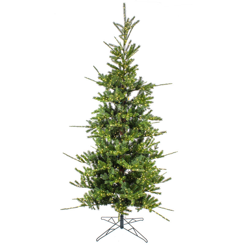 108" H Green Realistic Artificial Pine Christmas Tree with LED Lights, 108" x 65"
