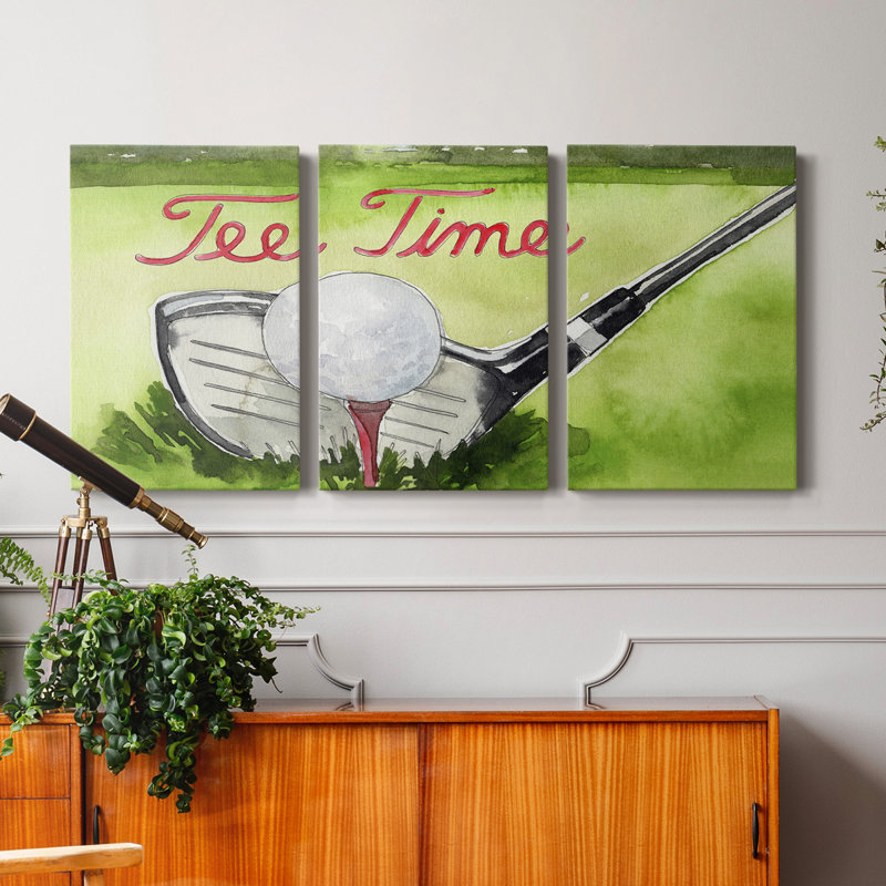 63_Tee Off Time III - Toile tendue avec châssis de qualité supérieure - prête à être accrochée, H 36 po x l 72 po x P 1 po