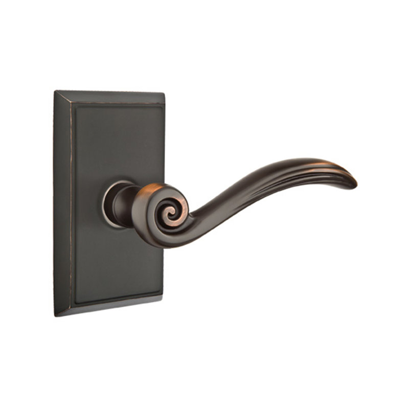 Elan Flat Double Dummy Door Lever with Rectangle Rosette, Right, Oil Rubbed Bronze