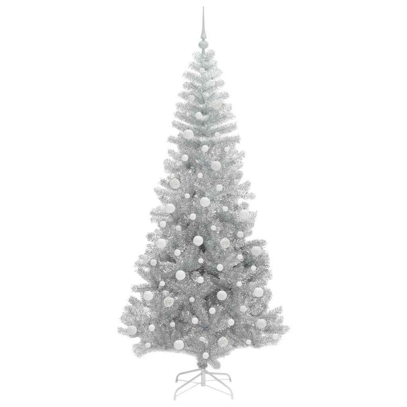 vidaXL Christmas Tree with 300 LEDs with Stand Silver PET, 6.89 ft