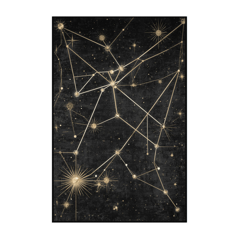 Machine Washable Pantelie Posh & Luxe Starburst Rug in Black – Black Binding, 2 x 3