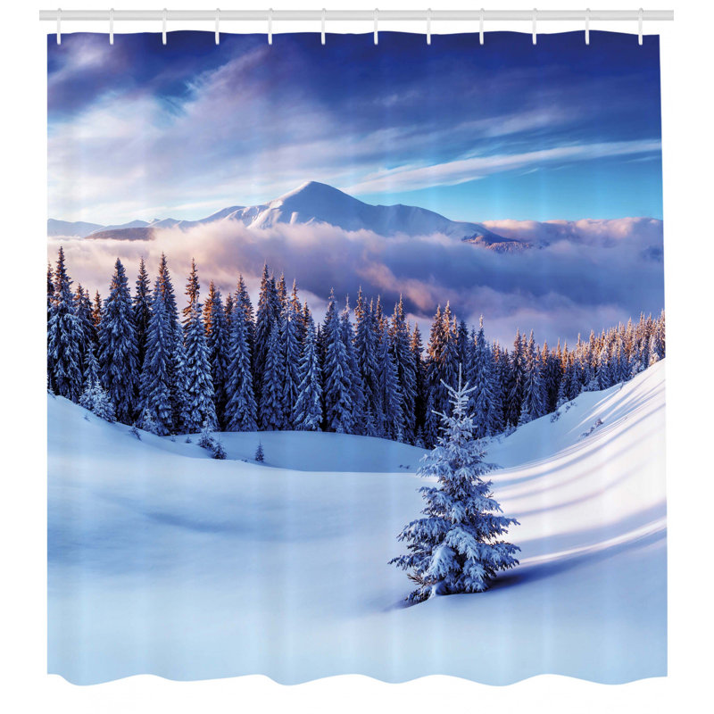 Rideau de douche simple avec hauteurs de montagne et sapin de pin à neige artful Jennings, H 75 po x l 69 po