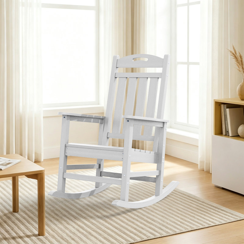 Chaise berçante en PEHD Adirondack, idéale pour une utilisation intérieure et extérieure, Blanc