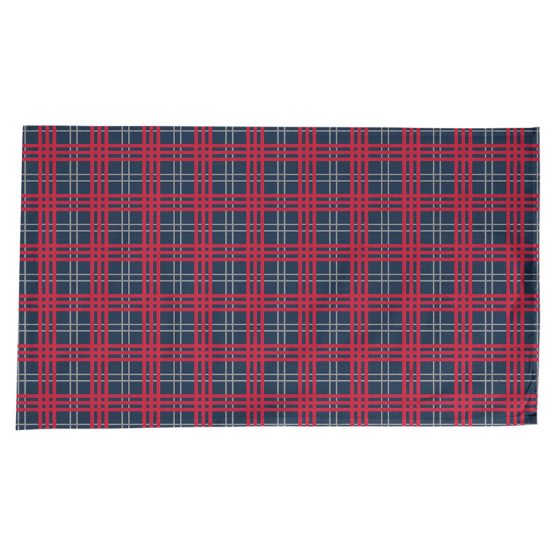Nappe en mélange de coton à carreaux, Bleu marine / argent / rouge