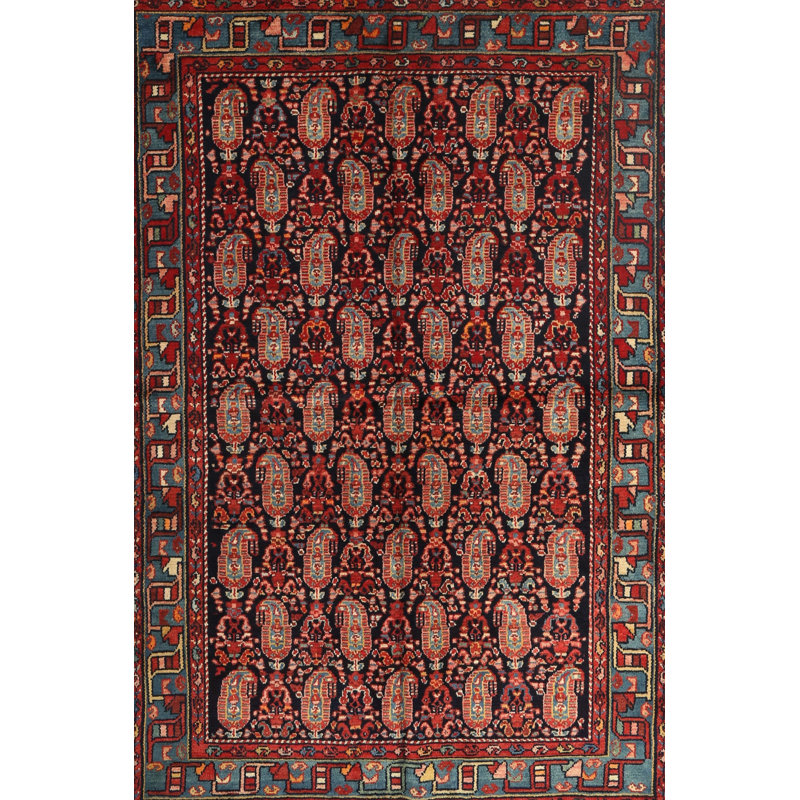 Tapis rouge à motif cachemire, Rectangle 5 pi x 7 pi