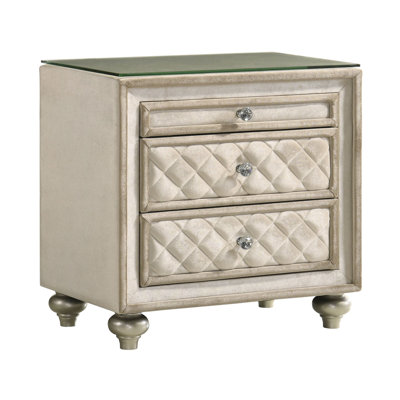 Nightstand, Beige Velvet