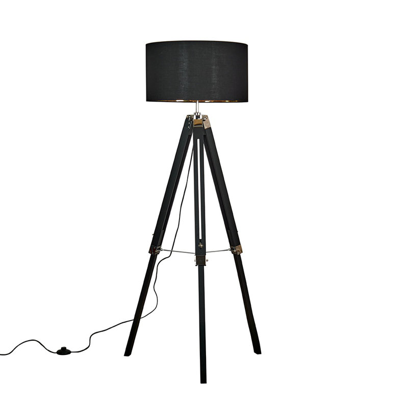 Netherby 155cm Tripod Floor Lamp, Black, Black