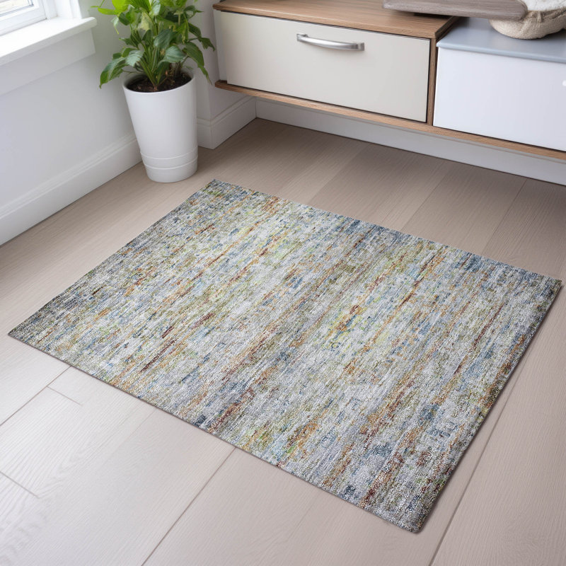 Premium Machine Washable Ducote AMF1127 Stripes Rug, Rectangle 1'8" x 2'6"