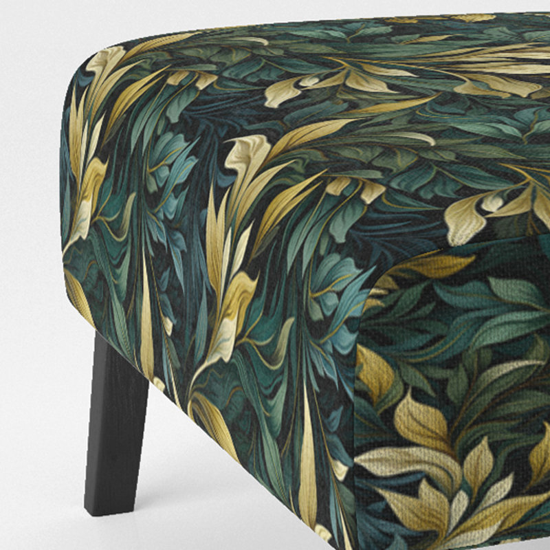 Fauteuil de chambre rembourré Farm Leaf, Vert feuille et harmonie jaune III