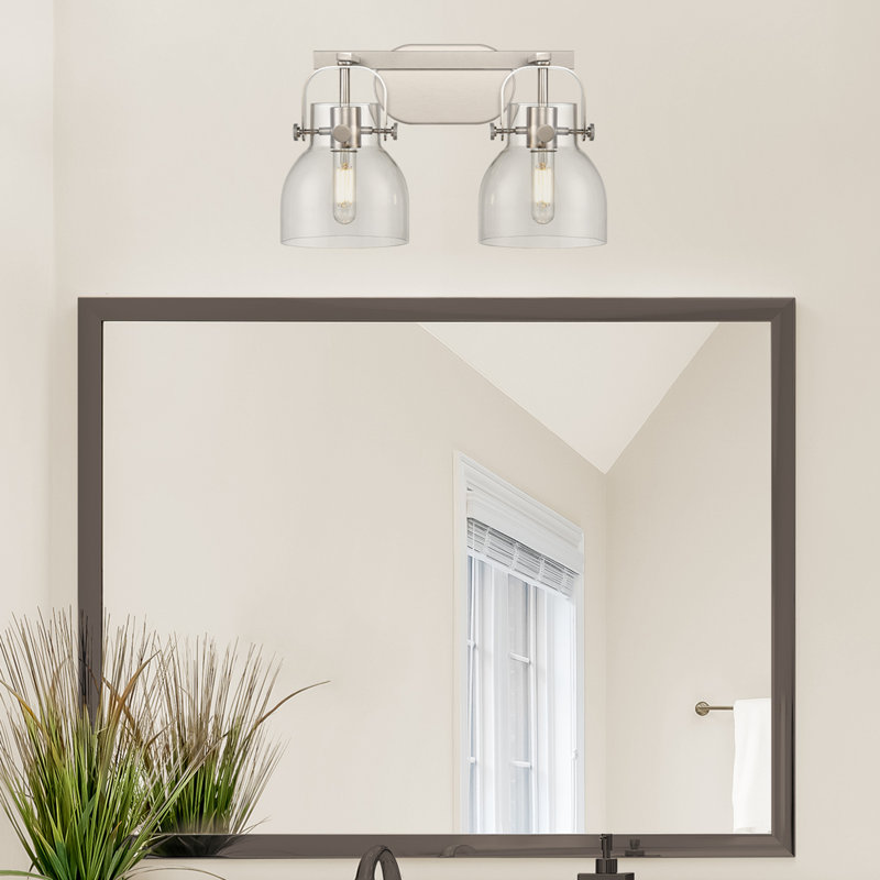 Éclairage pour meuble-lavabo mural 6 po Skycrest, Transparent, Nickel satiné, Deux lumières