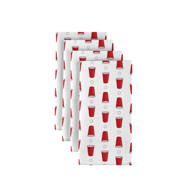 Emst Polyester Abstract Square Napkin, Red