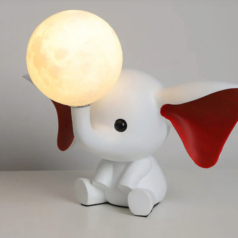Cartoon Elephant Resin Table Lamp, White