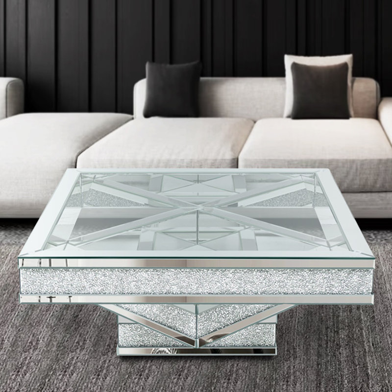 Coffee Table 40" Square In Clear Mirror Ken Design