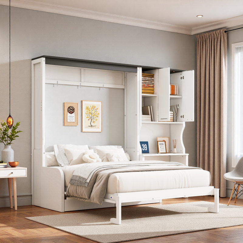 Lit escamotable avec canapé, bureau et armoire de rangement Murphy, Double 