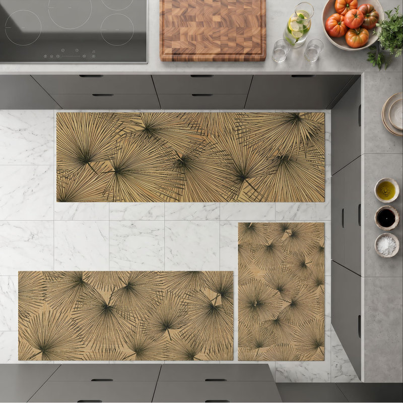 Palm Leaf Non-Slip Washable Kitchen Mats