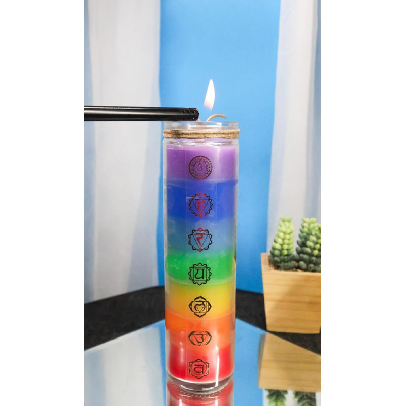 Grande bougie arc-en-ciel mystique spirituelle Wicca