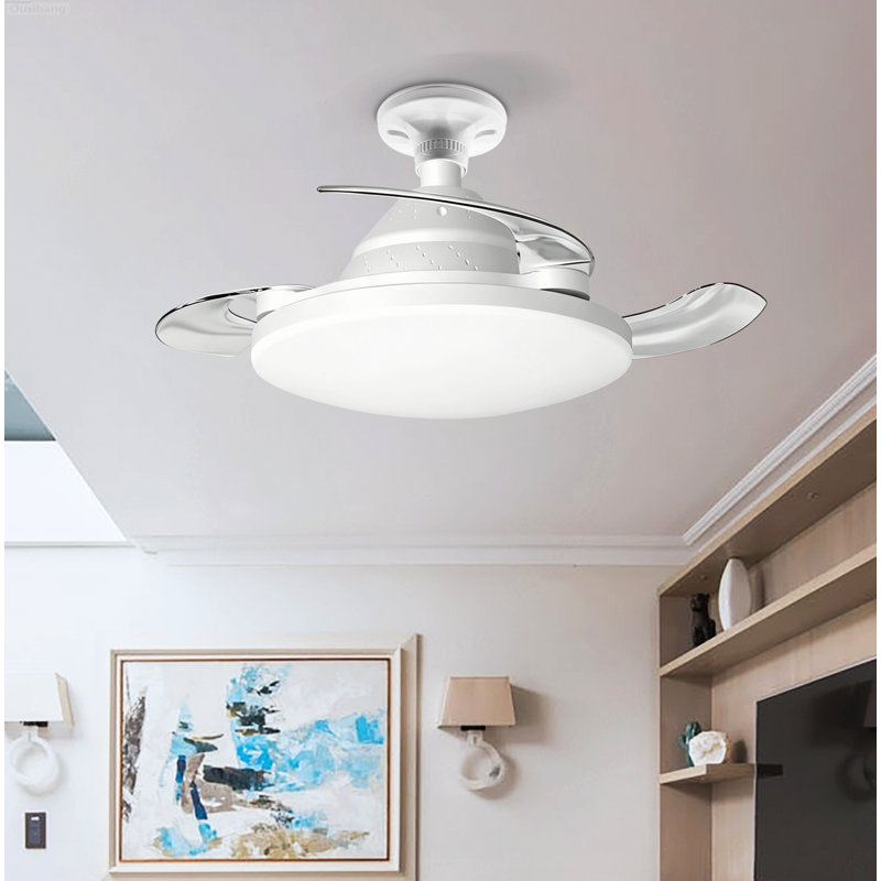 Ventilateur de plafond rétractable à pales avec lumière Whisper-Quiet, Model A