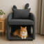 Fauteuil gris foncé avec oreilles de lapin | Fauteuil à double entrée 3 en 1 avec tissu résistant aux égratignures à triple entrée, 27,4 x 25,2 x 37,4 po