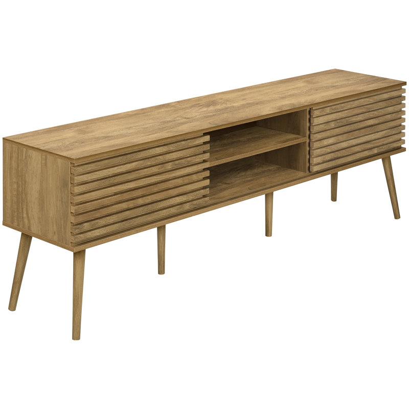 Meuble télé moderne en noyer avec tablettes ventilées