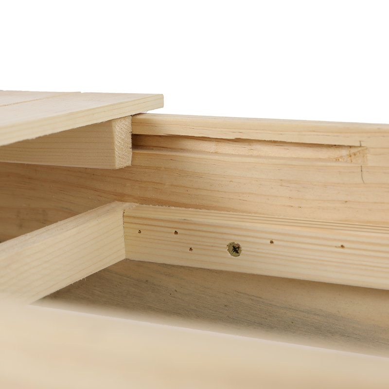 Banc de rempotage en bois avec plateau coulissant