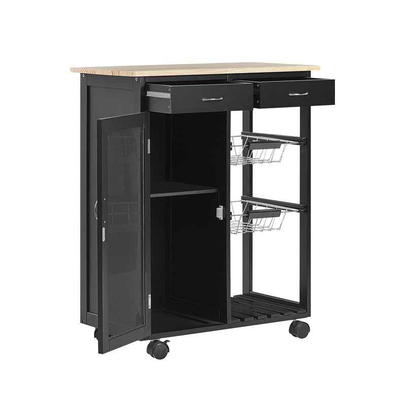 Pavillion Wood Kitchen Cart, Black