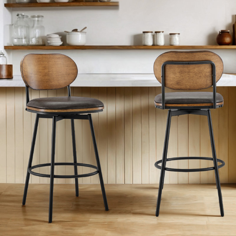 Tabouret pivotant et en métal Avriel, 2, Gris foncé, Tabouret de bar d'une hauteur de siège de 30 po
