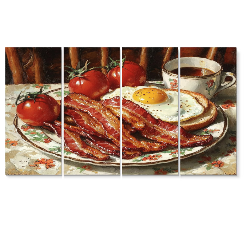 1950 s Vintage American Breakfast I - petit déjeuner, art mural - ensemble de décorations murales traditionnelles