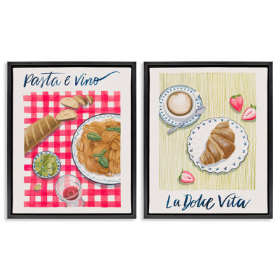  Picnic Lunch & Brunch Meals 2 PC Framed Floater Canvas Set by Grace Popp