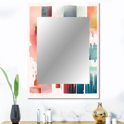 Orange et bleu, expressions artistiques IV - miroir décoratif géométrique, miroir mural moderne, impression d'art en métal