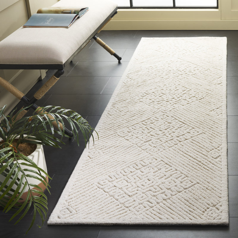Textural 110 touffeté à la main 80% laine; Tapis damassé 20% coton, Tapis de couloir 2 pi 3 po x 8 pi