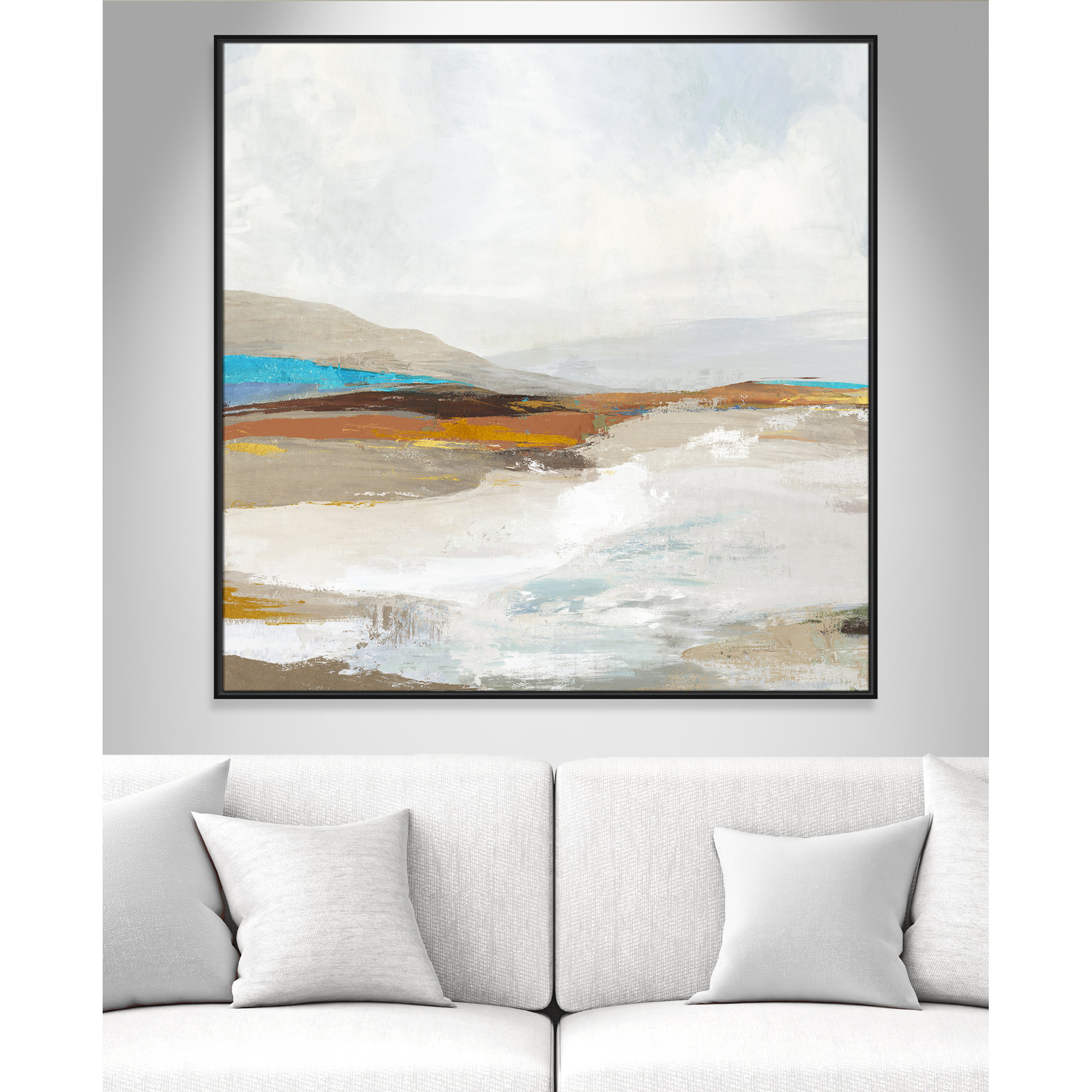 Soft Sea I by Allison Pearce - Floater Frame Print on Canvas, Black Framed, 46.5" H x 46.5" W