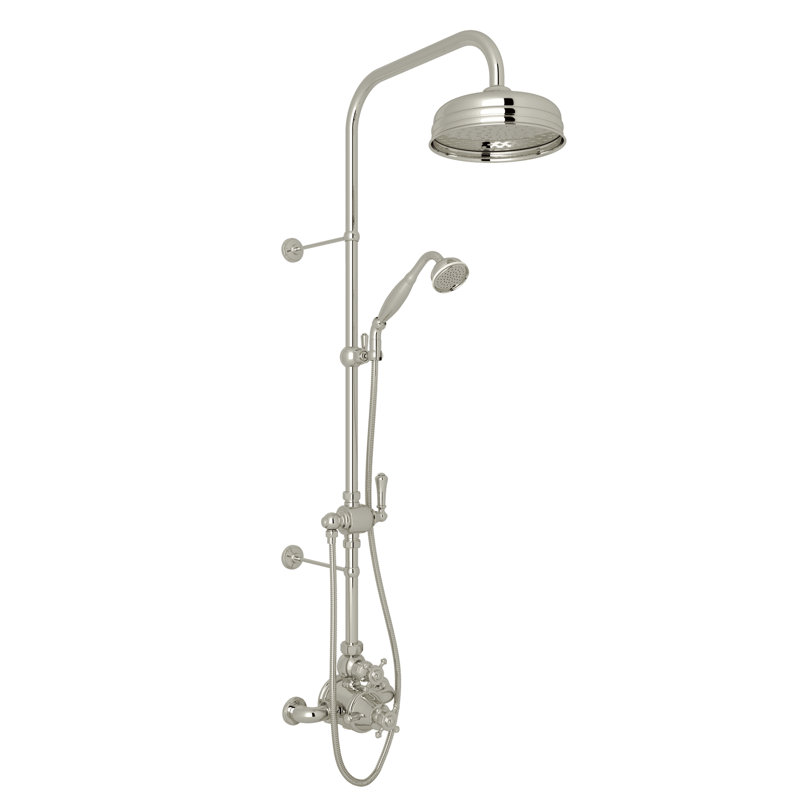 Georgian Era™ Thermostatic Shower Package, Polished Nickel, Cross Handle