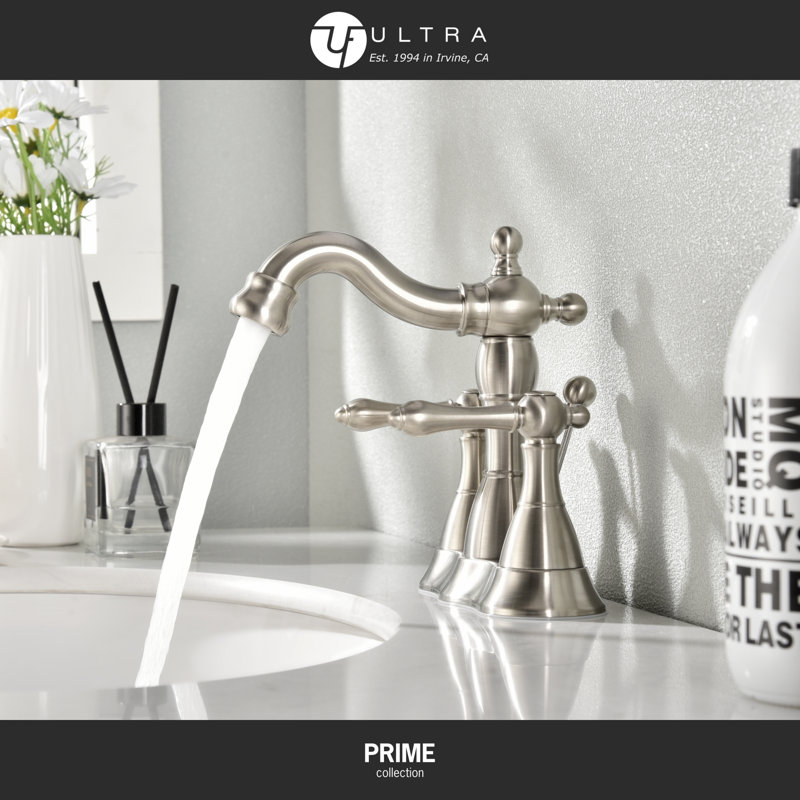 Prime Collection 2 Handle Centerset Lavatory Bathroom Sink Faucet with Drain Assembly - Brushed Nickel, Brushed Nickel
