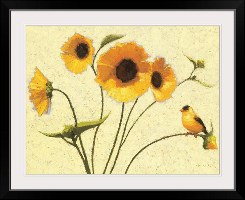 « ensoleillé fleurs iv » par shirley novak, reproduction d’art, H 27 po x l 36 po x P 1,5 po, Toile