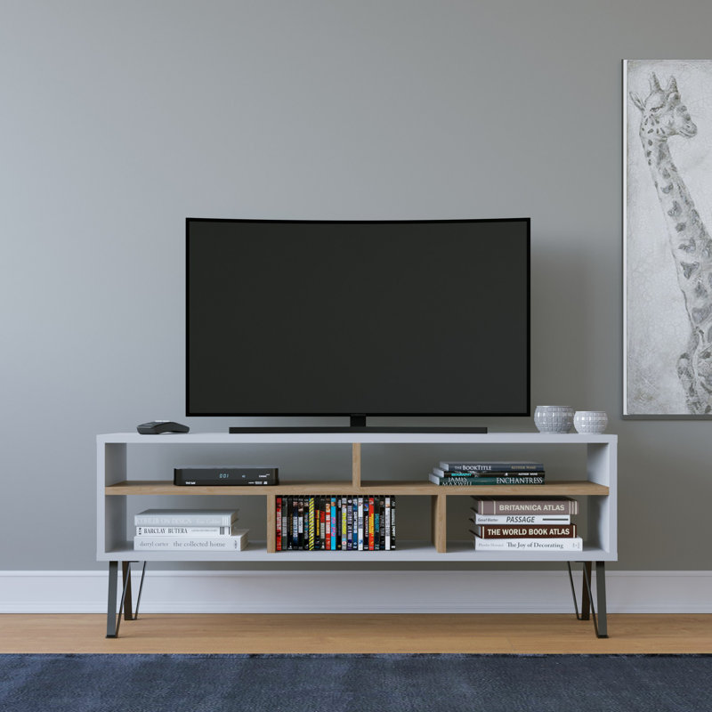 Analeese TV Stand for TVs up to 50", White/Beige