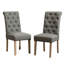De 2 chaises de salle à manger en bois massif gris - confortables et élégantes avec détails à boutons (2) Revêtement élégant, pieds et attrait moderne-1938262698