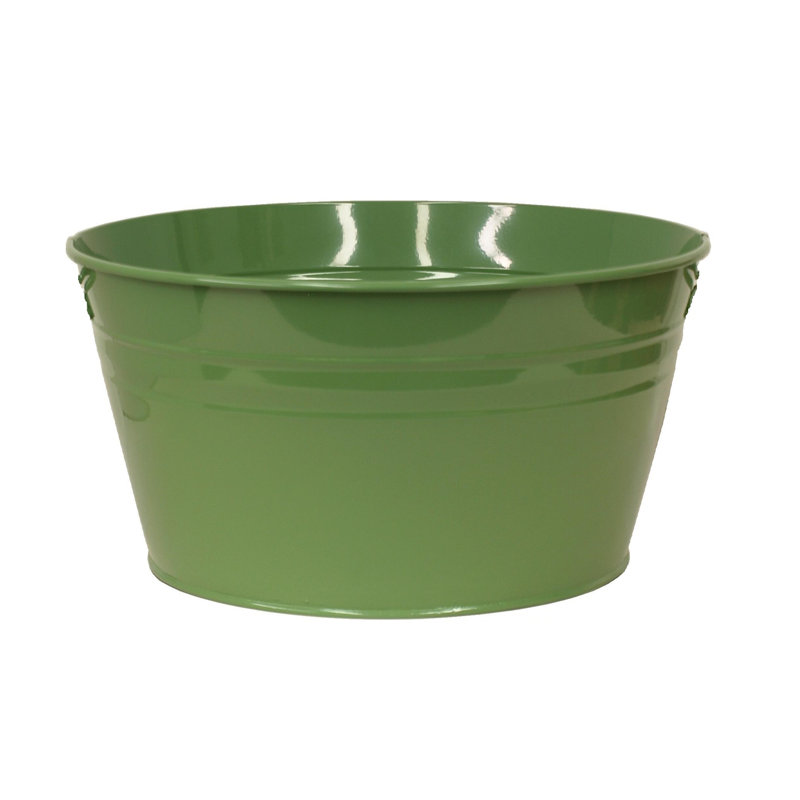 Pot à fleurs en acier galvanisé émaillé, Vert