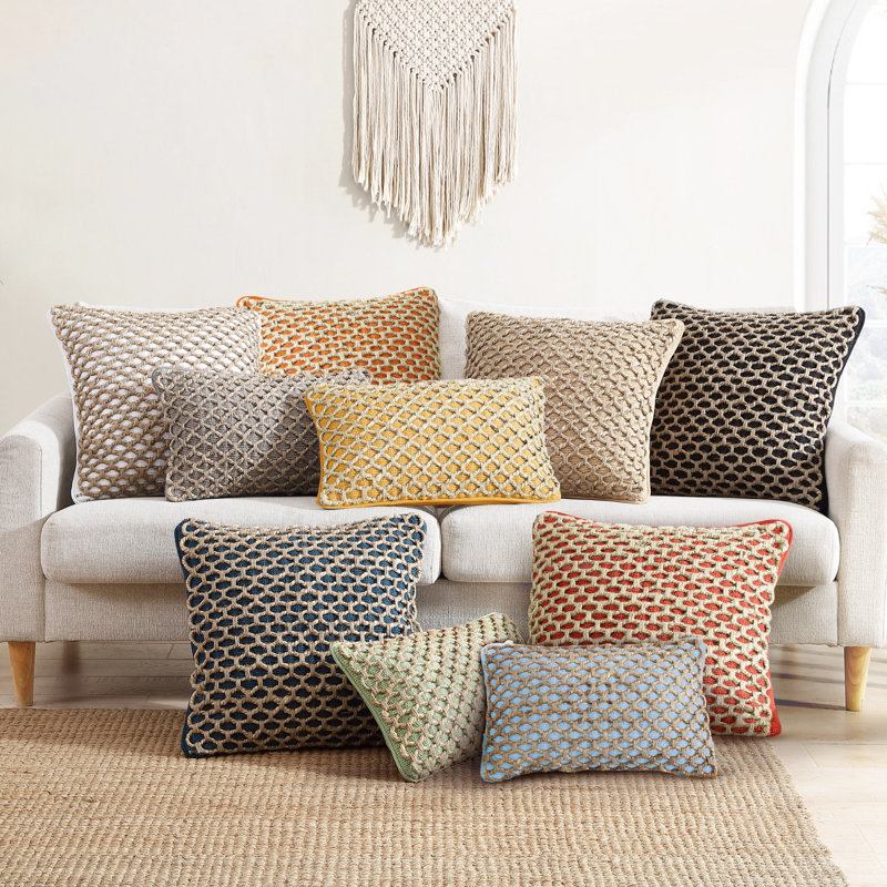 Boho Living Jada Decorative Pillow Collection Jute/Cotton Indoor Square Throw Pillow with & Insert, Beige, 18" x 18"