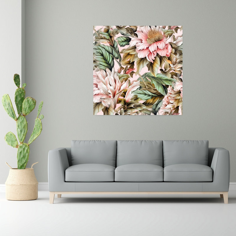 Art contemporain, art abstrait fleur naturelle, H 48 po x l 48 po
