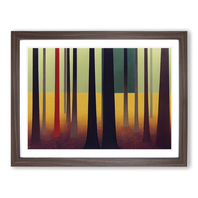 A Mystical Abstract Forest - Single Picture Frame Print, 46cm H x 64cm W x 2cm D, Walnut