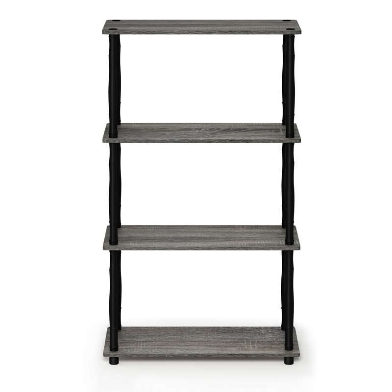 Hadriana 43.7" H x 23.6" W Plastic Etagere Bookcase, (4 Shelves) 43.25" H x 23.6" W x 11.6" D, French Oak/Black