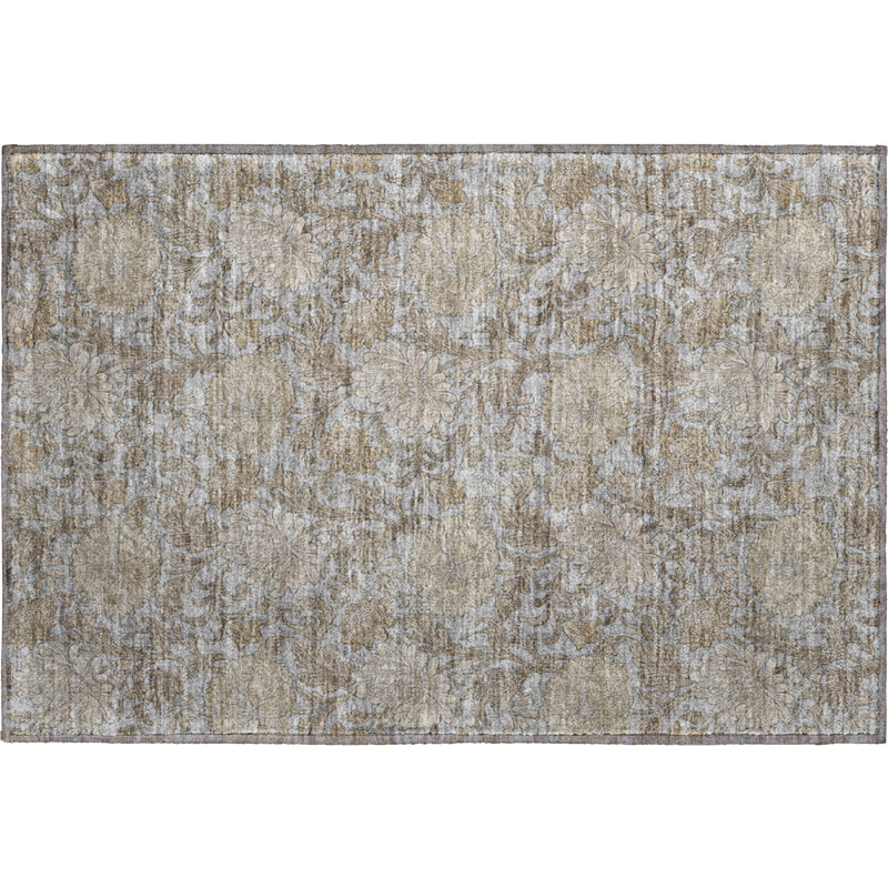 Premium Machine Washable Prisco Gray Rug, Rectangle 1'8" x 2'6"