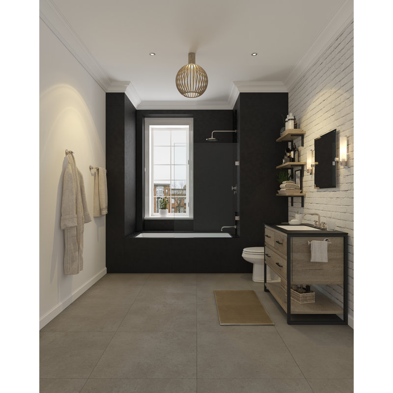 Kaldera 60" x 30" Undermount or Drop-in Bathtub in Volcanic Limestone with Internal Overflow