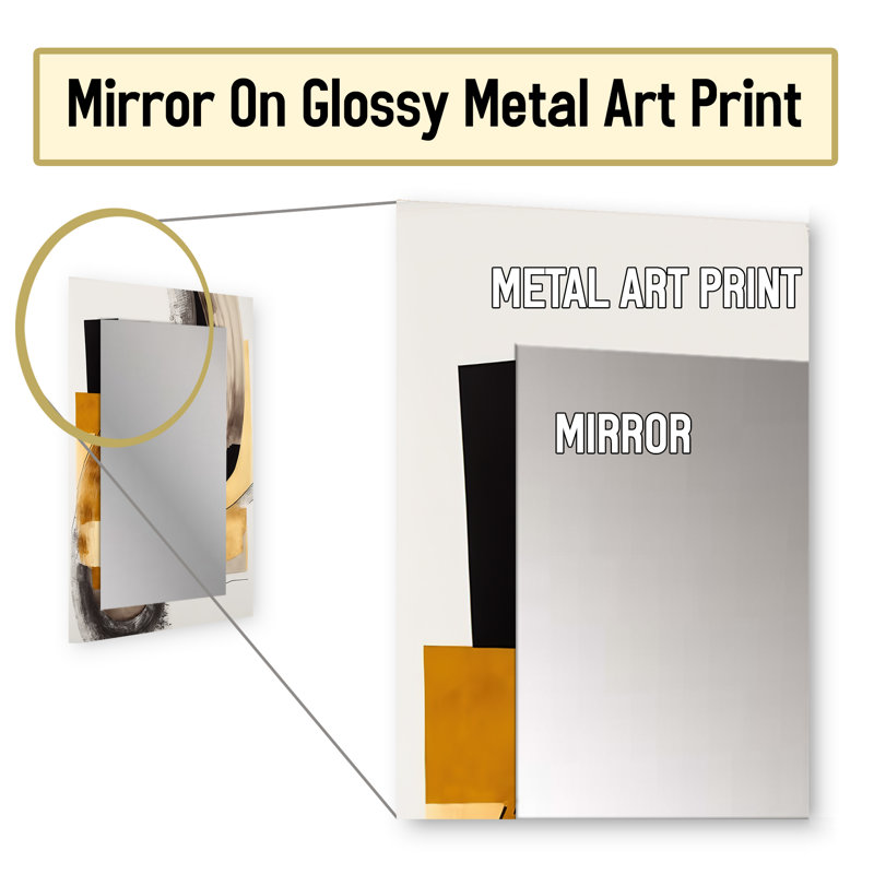 Glam Art Deco Abstract IV - Abstract Mirror, Black Unique Wall Mirror, Printed Metal Art, 32" x 24"