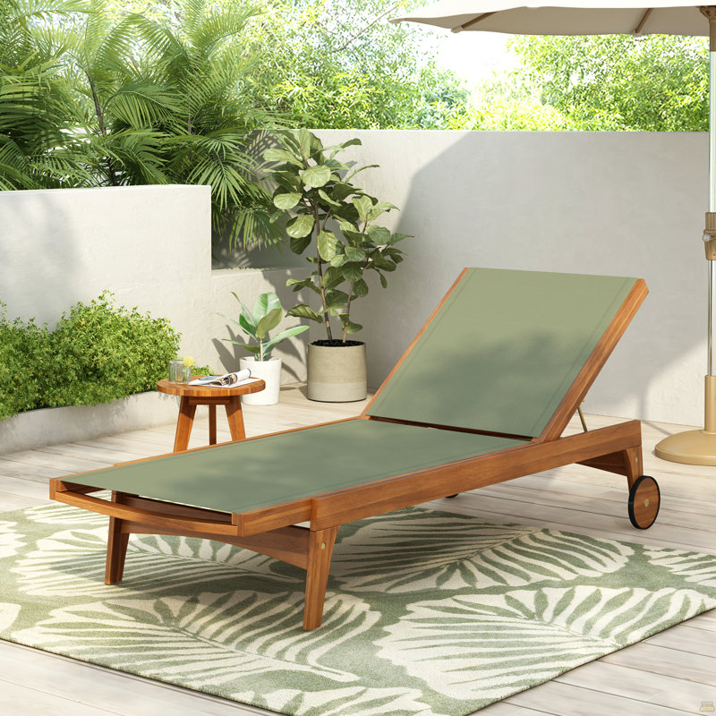 Outdoor Chaise Lounge, Natural, Green
