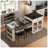 83.1" Extendable Kitchen Island with Slide-Out Dining Table, Creamy White MDF and Glass Console